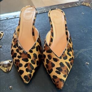 J. Crew Leopard-Print Pointed Mule in Tan and Black